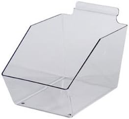 Easy Install Plastic Slatwall Dump Bin 9½"L x 6"W x 5½"D &amp; 1-1/2" OC Wire Grid