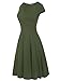 oxiuly Women's V-Neck Cap Sleeve Floral Casual Work Stretch Swing Dress OX233 (XL, Army Green)