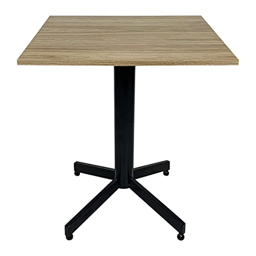 CASA FERRO Mesa para Caféteria o Restaurante para 2 Personas. Ideal para cafetería, Restaurante, bistró.Hechas en México. Pedestal Acero (Mesa Hickory)