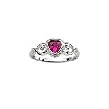 Sterling Silver July CZ Simulated Birthstone Baby Ring with Heart