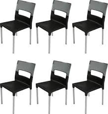 DZYN Furnitures Plastic Supreme Diva Chair (Black) - Set of 6