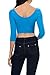 Womens Trendy Solid Color Basic Scooped Neck and Back Crop Top 3/4 Sleeve Turquoise Medium