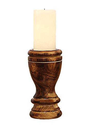 The StoreKing Wooden Candle Pillar Holder Stand Country Style. Ideal Gift for Wedding, Party, Home, spa, Reiki, Aromatherapy, LED/Votive Candle Gardens Home Decor