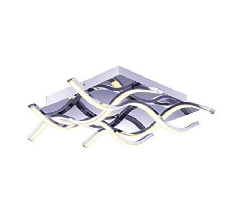 AUROLITE Contemporary LED Chrome Semi Flush Ceiling Light, 36W 2200 LM,Dimmable, Warm White, Ideal for Lounge, Living Room and Bedroom, 1 Year UK Warranty (Square 3000K)