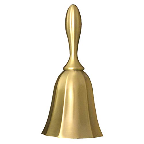 Hand Bell, Classic Metal Loud Call Bell Traditional School Library Alarm Hand Bell for Reception Dinner, Last Order, Hotel Service, Meditation Prayer, Pet Feeding and Home Decoration (Gold) - Thumbnail 7