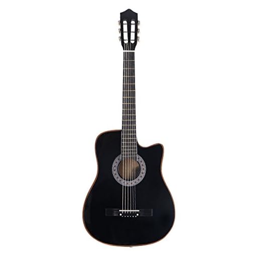 New Beginners Acoustic Guitar With Guitar Case, Strap, Tuner and Pick Black - Image 3