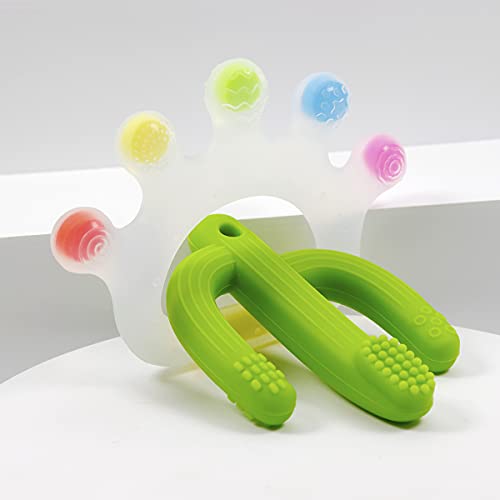 Candy Crown and Cactus Baby Teething Toys Set,for Newborn Infants and Toddlers,Self-Soothing Pain Relief Soft Silicone Teether and Training Toothbrush for Babies, Soothes Babies Sore Gums
