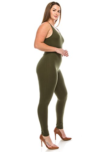 CNC STYLE Women Active Plus n Regular Size Cotton Stretch Scoop Neck Sleeveless Tank Yoga One Piece Jumpsuit Unitard Bodysuit (Small, Charcoal) - Thumbnail 3