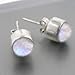 Full Moon - Large 8mm Round Rainbow Moonstone Stud Sterling Silver Earrings