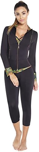 Adriana Arango Women's Activewear 3 Piece Set Jacket Top Capris Colorful