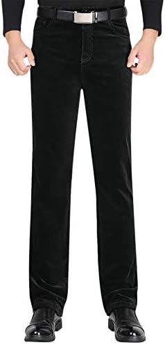 Men Causal Fit Regular Elastic Corduroy Flat-Front Mid Waist Pant Trousers 30-41W