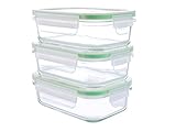 Kinetic 6 Piece Glassworks Series Oven Safe Rectangular Food Storage Set, 14 oz, Clear