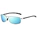 ZHILE Rectangular Polarized Sunglasses Al-Mg Alloy Temple Spring Hinge UV400 (Silver, Blue mirrored)