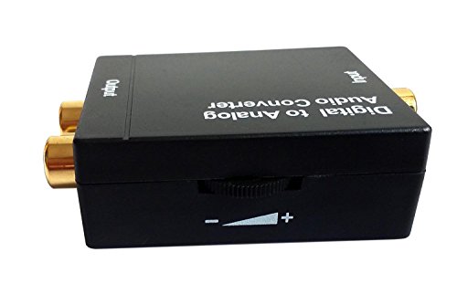 Easyday Black Digital Optical Coaxial Toslink Signal to Analog Audio Converter Adapter RCA L/R output with 3.5mm Audio Jack + Volume Control + Sampling rate + Chipset Cirrus logic