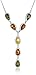 Sterling Silver Multi-Color Amber Teardrop Link Necklace, 17