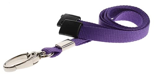 Identity-Plus: Metal Lobster Clip Lanyard Neck Strap with Safety Breakaway (Purple, 100 pcs)