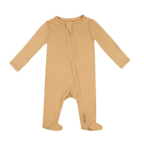 TWINOR Baby Footed Pajamas with Mittens, Soft Bamboo Viscose One-Piece Romper for Newborn Infant