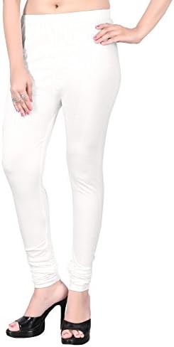 Italy Fashion Women's Cotton Spandex Jersey Leggings (LARGE, WHITE)