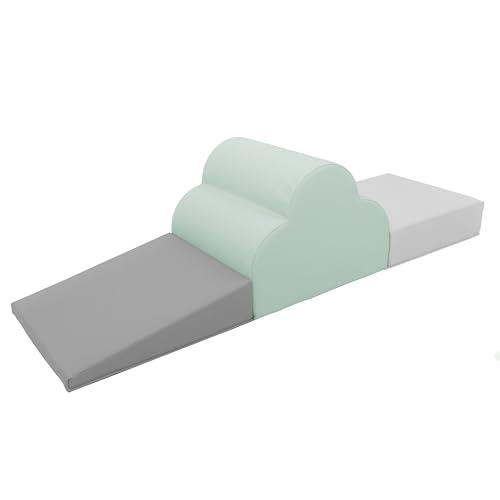 FDP SoftScape Cloud Play Climber, Indoor Active Play Structure for Toddlers and Kids, Safe Soft Foam for Crawling and Sliding (3-Piece Set) - Glacier