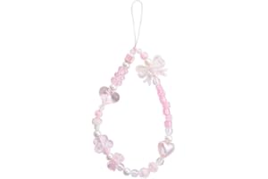 Pink Acrylic Beaded Mobile Phone Straps Anti-Lost Hand Strap Pendant Phone Hanging Rope Phone Lanyard Phone Wrist Hand Lanyar