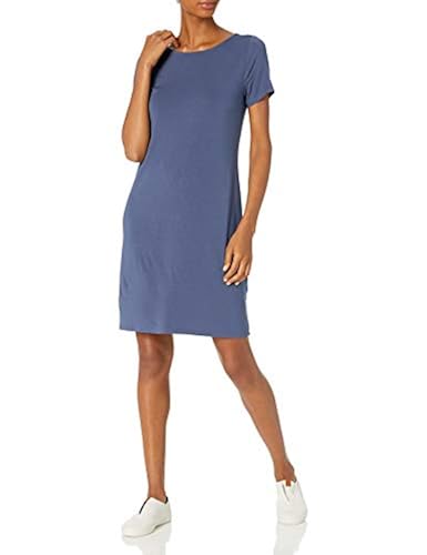 Amazon Essentials Women's Jersey Regular-Fit Ballet-Back t-Shirt Dress (Previously Daily Ritual), Medium Blue, Large in Dubai - UAE
