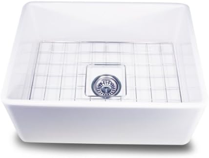 Nantucket Sinks T-FCFS-24 24-Inch Single Bowl Fireclay Farmhouse Kitchen Sink, White