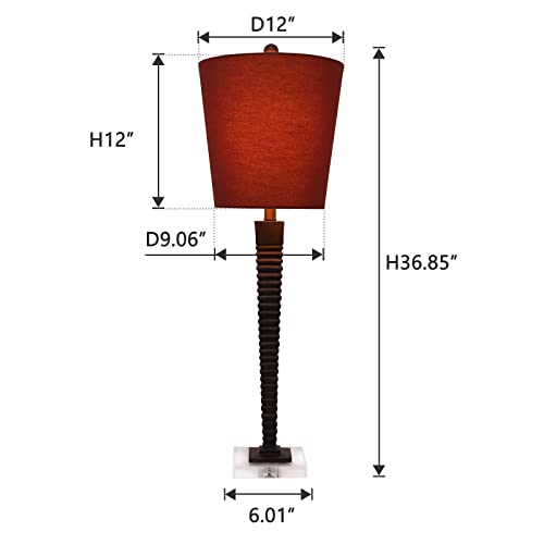 Lampe House Orlon 37" Contemporary Tall Brown Resin Bedside Table Lamp Acrylic Base Linen