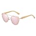 WISH CLUB Bamboo Wood Polarized Cat Eye Sunglasses for Women and Men（Pink）