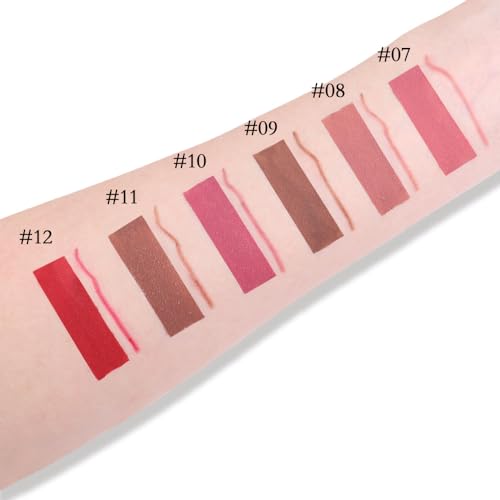 2PCS NUDE COLOR MATTE LIQUID LIPSTICK AND LIP LINER PENCIL SETS, HIGH PIGMENTED RETRACTABLE LIPLINER FOR DAILY MAKEUP, WOMEN LONG LASTING SMUDGE PROOF LIPSTICK AND LIP LINERS COMBO PENCIL