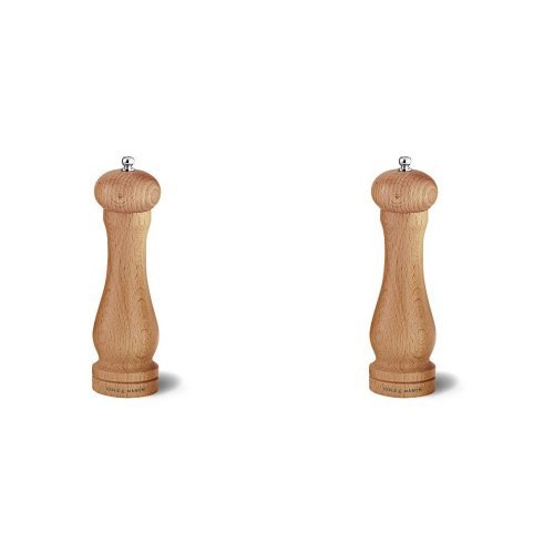 Cole & Mason Precision Grind Beech Capstan Salt Mill, 20 cm with Beech Precision Grind Capstan Pepper Mill, 20 cm