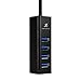 iXCC Aluminum 4 Port Compact Portable High Speed USB 3.0 Data Hub for Windows, Mac OS, Linux - Black