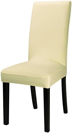 Homluxe Stretch Polyester Kitchen Dining Chair Covers Set (4, Beige)