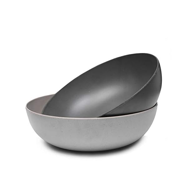 Large Salad Serving Bowls with Tongs, Mixing Bowl with Servers with Nature Bamboo Lid Spoon and