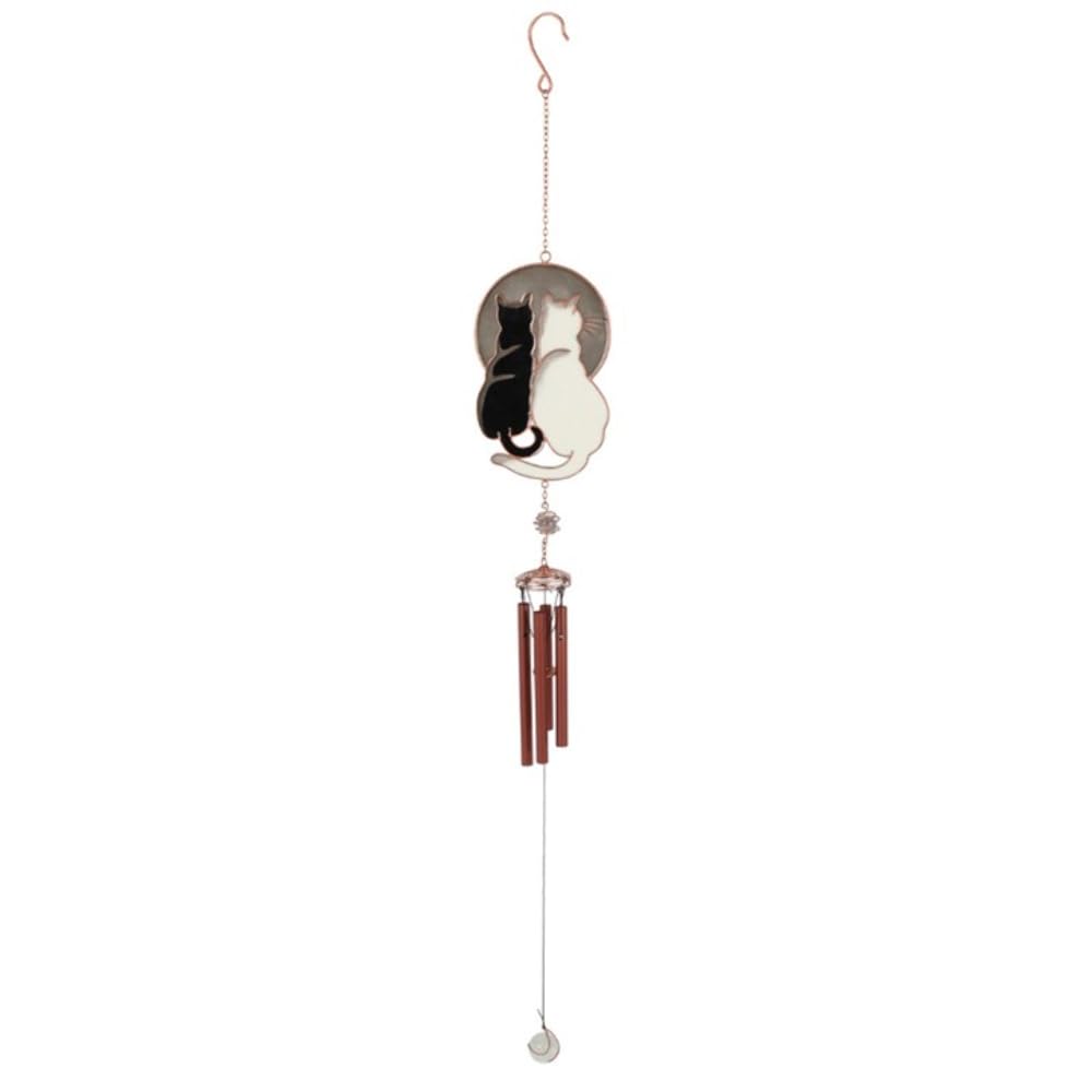 Enchanting Multicolor Metal Gazing Cats Windchime - 83cm x 10cm (1 Pc.) - One-of-a-Kind & Stylish Design - Durable Handcrafted - Ideal for Home Decor