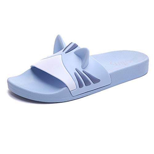 Elais J Women's Animal Cat Ear Bath Shower Indoor & Outdoor Slide Sandal (Purple-RR 9-10 M US)