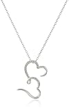 Sterling Silver Cubic Zirconia Double Heart Pendant Necklace, 18