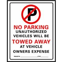 NO PARKING Sign, Heavy Duty Plastic 15" W x 19.25" H (702)