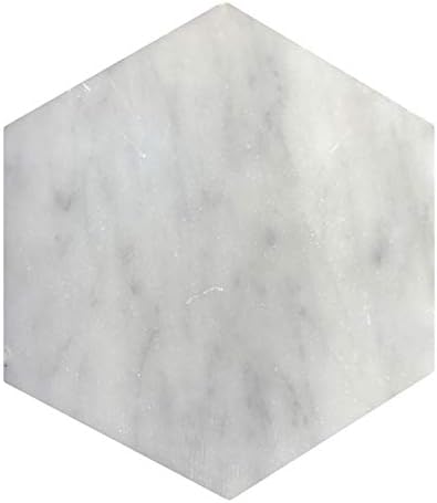 Stella Premium Italian White Carrara Marble Hexagon Drink Coasters (Set of 6)