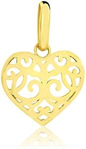Carol Jewelry 18K Yellow Gold Heart Shape Pendant, 0.62''