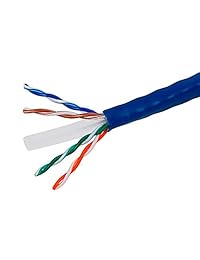 Cable a granel Ethernet Monoprice Cat6 - Cable de Internet de red - Sólido, 500Mhz, UTP, CMR, Clasificación vertical, Cable de cobre desnudo puro, 23 AWG, 500 pies, Azul