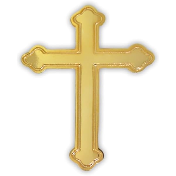 14k Yellow Gold Budded Cross Lapel Pin For Men - 15x10.5mm, Real Gold, Religious Faith Jewelry - View #12