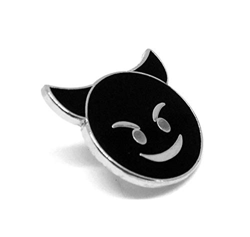PinMaze Emoji Enamel Lapel Pin - Funny Internet Meme Brooch Clip - Fun Trendy Accessory for Jacket T-Shirt Bag Hat Shoe (Devil Horns - Silver)