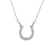 GILDED 10K White Gold 1/10cttw Natural Round-Cut Diamond (I-J Color, I2-I3 Clarity) Horseshoe Pendant-Necklace, 17