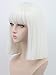 Yuehong Shoulder Length Lob White Halloween Party Bob Wigs For Women Costume Wig (White)