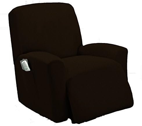 queen linens One Piece Stretch Recliner Slipcover, Stretch Fit Furniture Chair Recliner Lazy Boy Cover Slipcover, Estella (Dark Coffee)