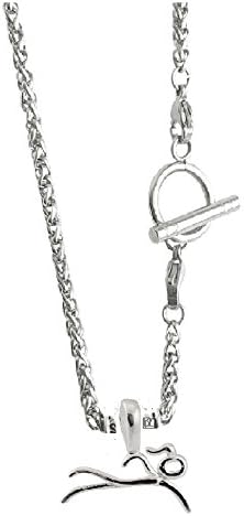 Silver Swimmer Girl Charm-Basket Chain Necklace, DIY with removable Lobster Clasp