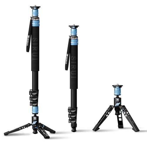 SIRUI Camera Monopod with Stands, 74.8 Inch Aluminium Travel Video Monopod with Removable Base, Maximum Load of 26.4 lbs, 360° Panoramic, for Canon Nikon Sony (AM-404FL)