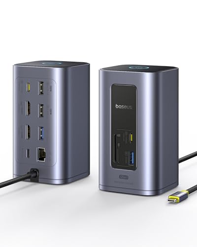 Nomos Air 12 en 1 Docking Station, Station d'accueil 2 Moniteurs pour Windows, 4K HDMI, 10Gbps USB-A/C, SD/TF, 100W PD, Ethernet, Compatible avec Les Ordinateurs Portables HP/Lenovo/Dell/Acer