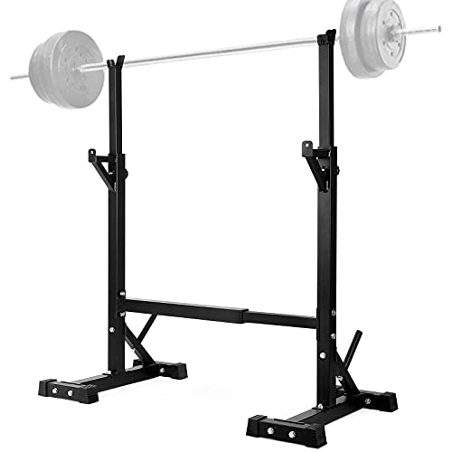 amzdeal Pair of Squat Rack Stand, MutiFunction Barbell Rack, Free