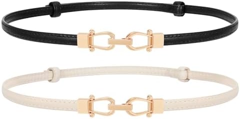 Amazon.com: WHIPPY 2 Pack Women Leather Skinny Belts Ladies  display picture 3